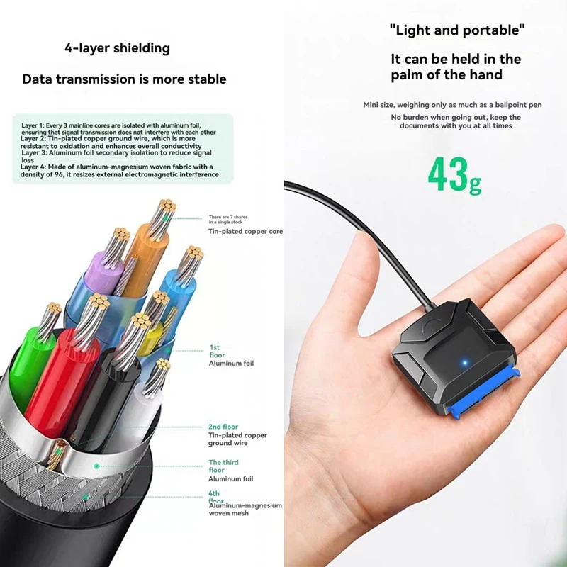 to USB 3.0 Adapter Cable Adapter USB 3.0 to External Hard Drive Converter for 2.5" 3.5" HDD SSD view 5