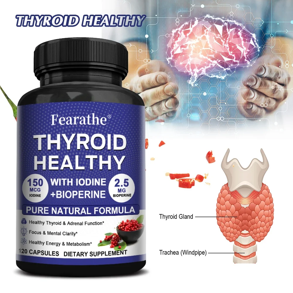 Thyroid Support with Iodine, Vitamin B12 and Magnesium - Mineral Complex, Energy and Daily Wellness Support