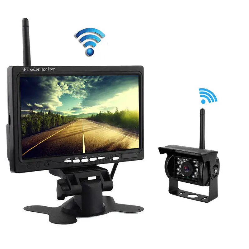 7inch HD Car Backup Rear View Reverse Quad Monitor External TF Card Vehicle Monitor for Car Truck Engineering Machinery