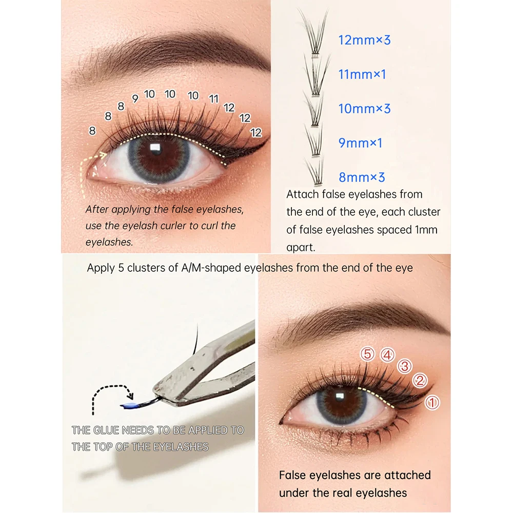 Yelix A/M Shape Professional Makeup Individual Lashes Cluster Spikes Lash Wispy Premade Russian Natural Fluffy False Eyelashes