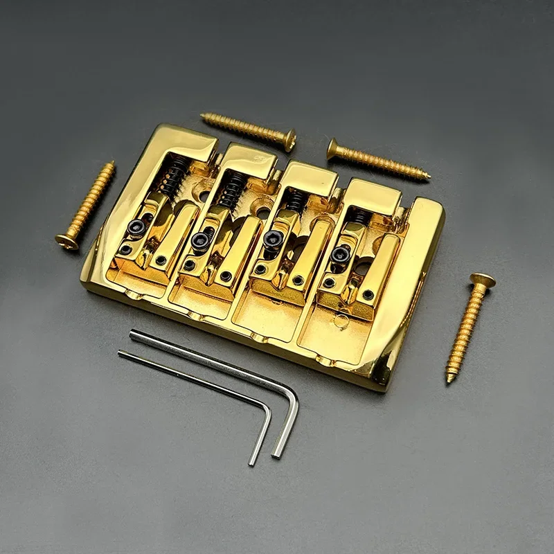

Vintage 4-String Locked Saddle Bass Bridge 92x54MM Body Bottom Through String Spacing 19MM Bass Fixed Bridge Black/Gold/Chrome