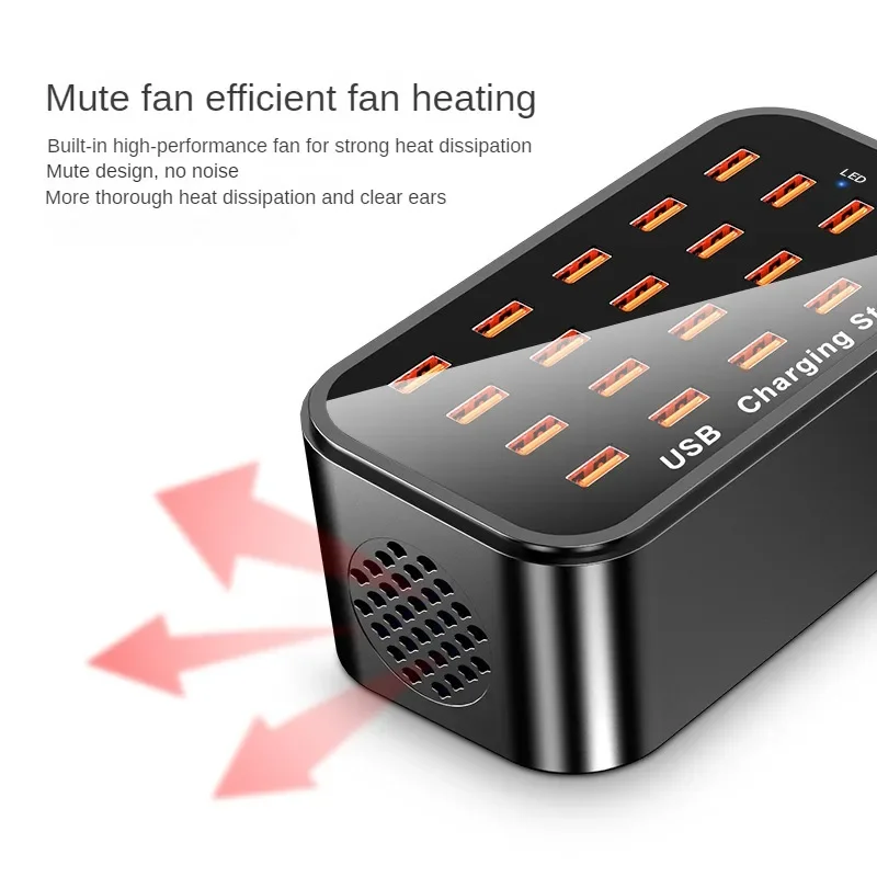 100W 20A 10/15/16/20 Ports USB Charging Station Fast Phone Charge HUB Charger Stand Desktop Chargers for iPhone/Samsung/Xiaomi