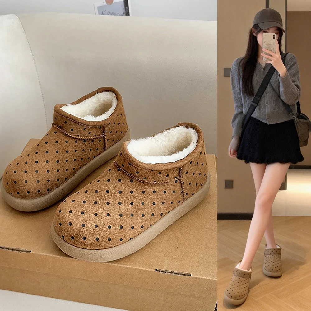 Woman Trend Designer Brand Short Plush Cozy Femme Snow Botas 2027 New Fur Platform Women Ankle Boots Flats Suede Warm Shoes