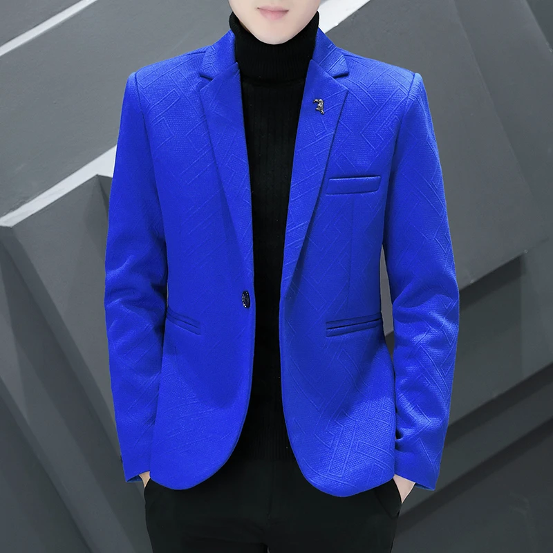 

Высококачественный мужской модный костюм в корейском стиле, стильный и универсальный, модный повседневный деловой банкетный костюм, куртка