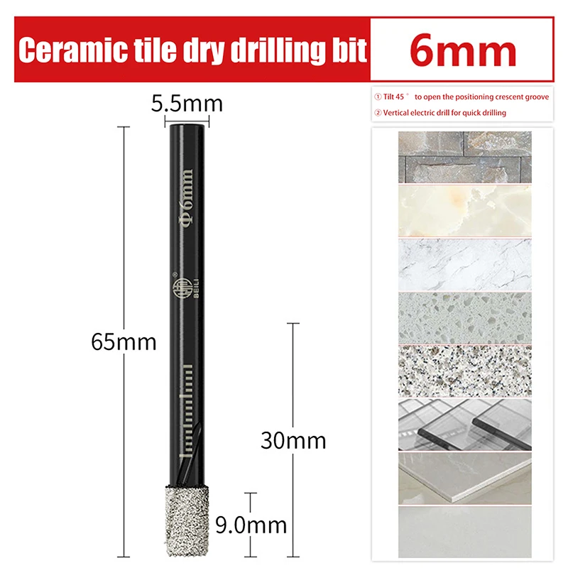 10pcs Dry Diamond Drill Bits Set For Drilling Granite/Mica/ 6mm Brazing Drilling Drill Bits Set Tools