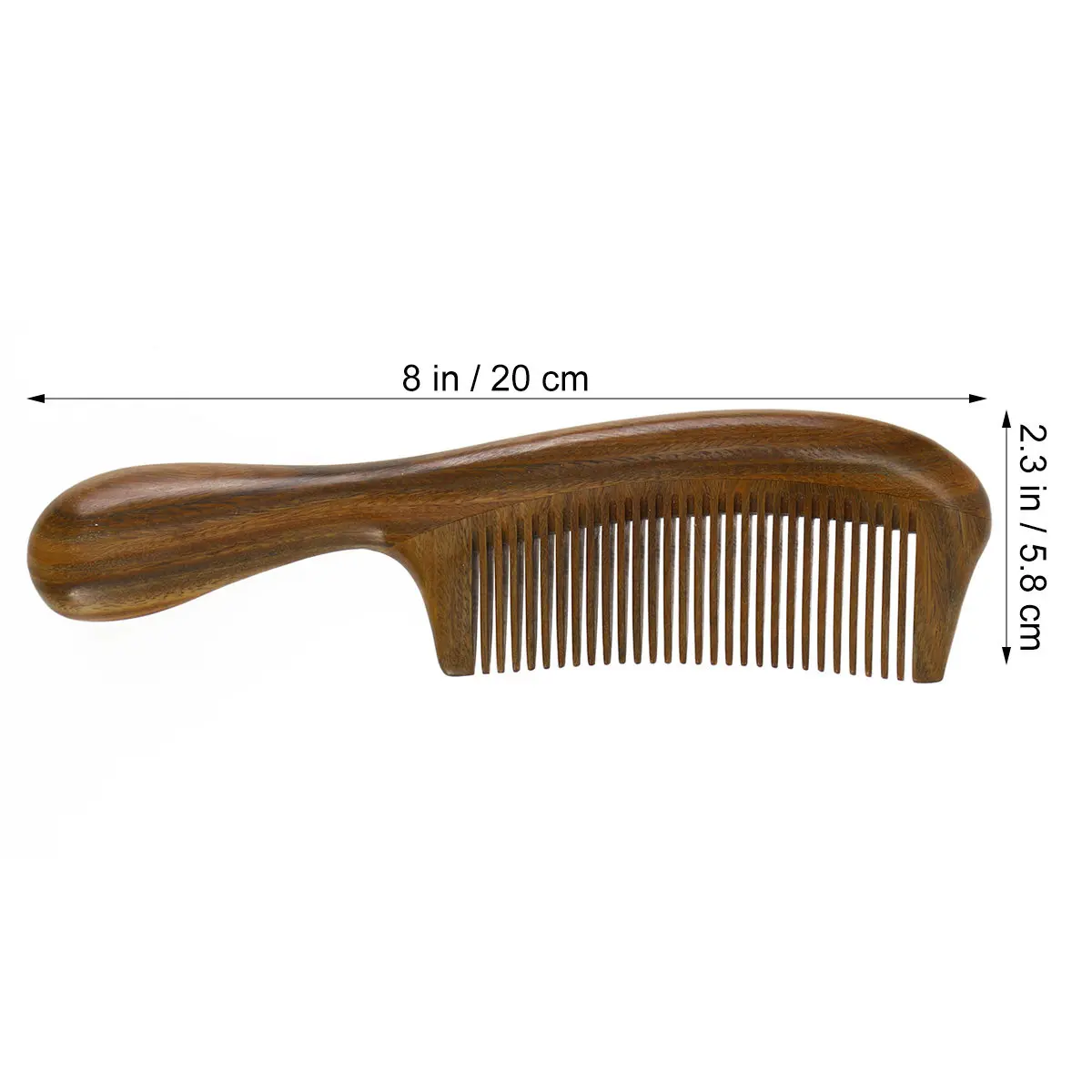 Sandalwood Wooden Comb Thick Sleek Handle Smooth Close Teeth Non Static Hair Care Scalp Stimulation Head Massage