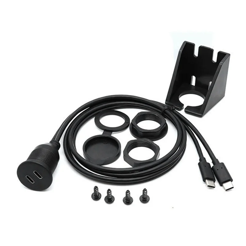 Classy-USB Type C Extension Cable 1M Male To Female Dual Port Waterproof Car Mount Flush Cable For Car Truck Boat USB3.1