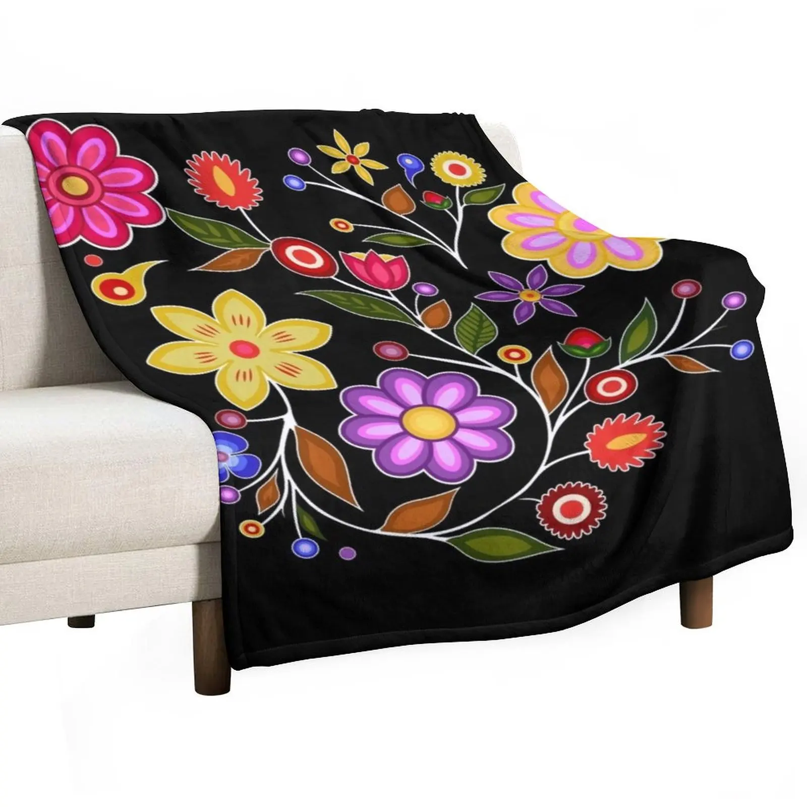 

Ojibwe Native American Flowers Throw Blanket Vintage Blankets Sofas Of Decoration Luxury Camping Blankets