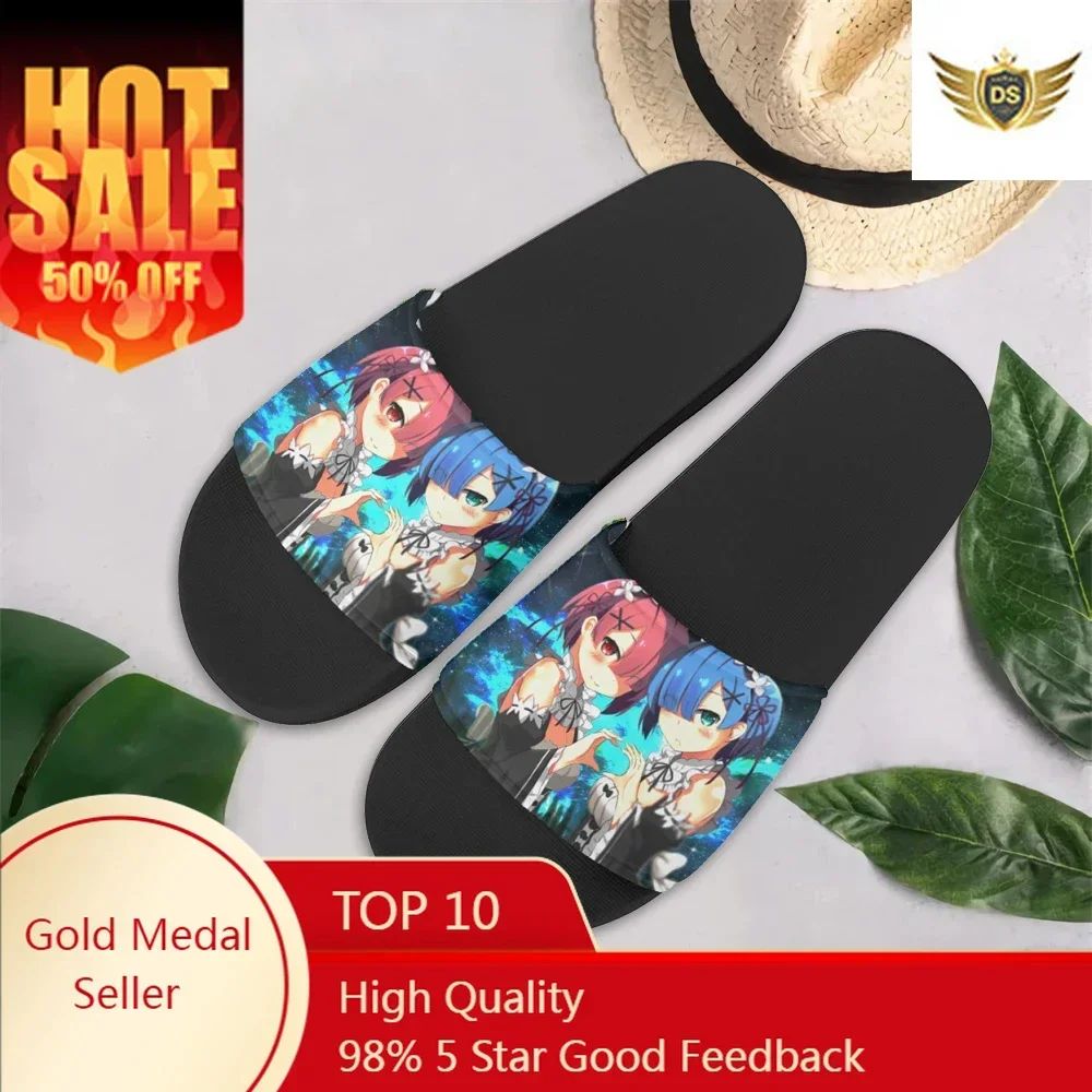 Japan Anime Re Zero Sister Pattern Rubber Flip Flop For Women Summer Outdoor Sandals Female Casual Home Slippers