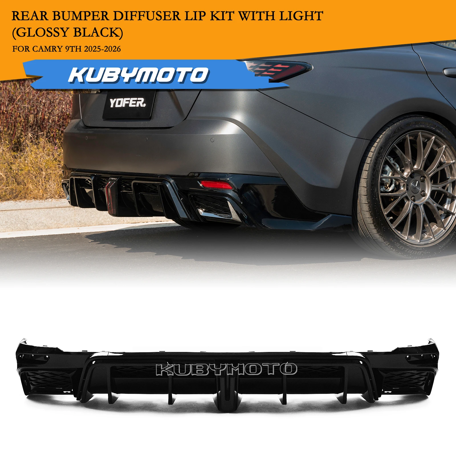 Yofer Car Rear Bumper Diffuser Lip Trim Spoiler Lower Splitter Tail Lip For Toyota Camry 9th Gen Deluxe Version 2025-2026