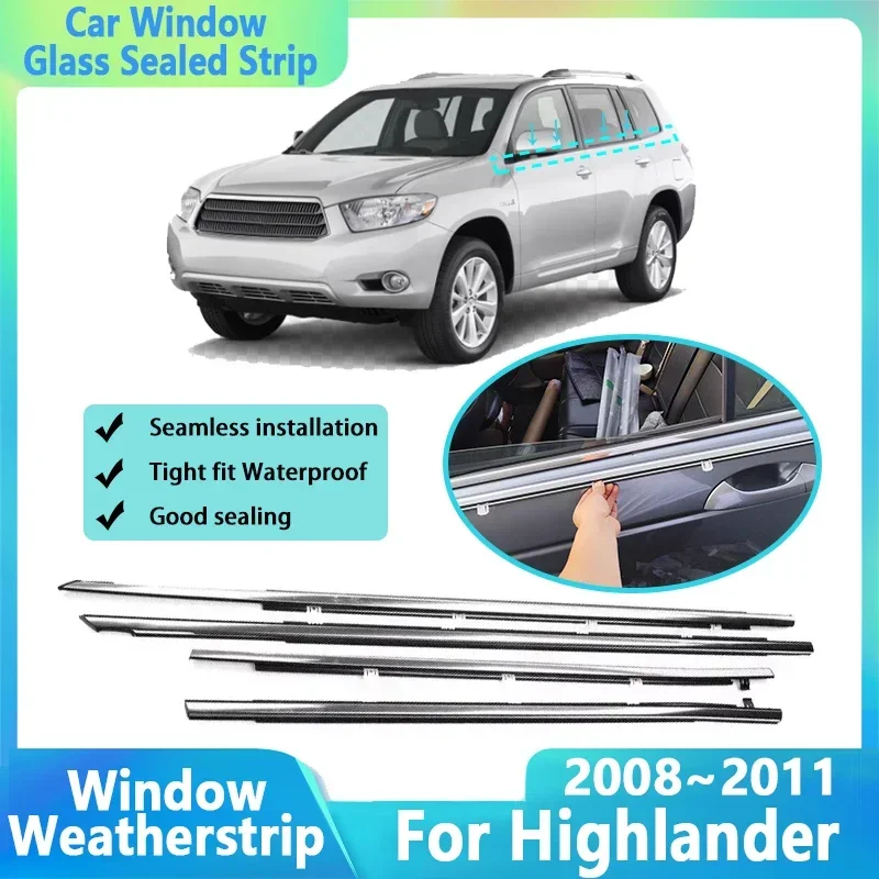 

Уплотнитель на окно для Toyota Highlander XU40 2008 2010 Kluger, водонепроницаемые уплотненные полосы на боковое окно автомобиля, автомобильные аксессуары