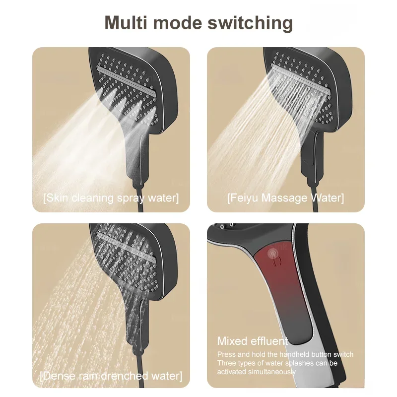 LED Digital Piano Shower Set Gray For Bathroom White Smart Tub Faucet Waterfall Shower System Rain Shower System