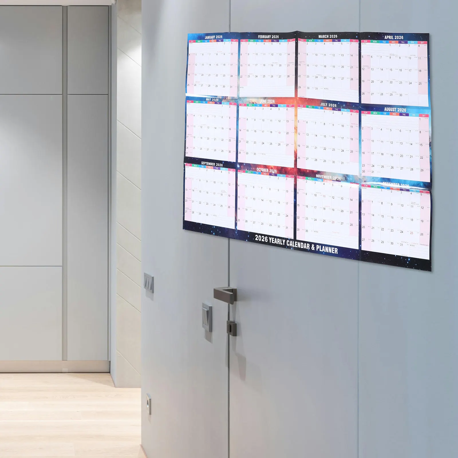 

1Set 2026 Extra Large Reusable Wall Calendar Double-Sided Dry Erase Surface Aesthetic Monthly Planner for Home Office Wall Mount