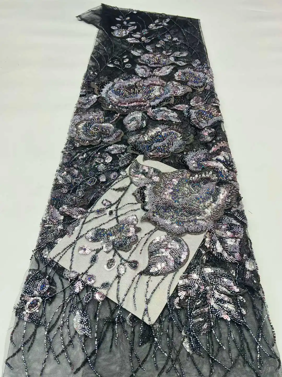 African Beaded Lace Fabric 2026 Premium Quality Bright Pink Nigerian Sequined Lace Fabric Wedding Gown Sewing Material 5 Yards