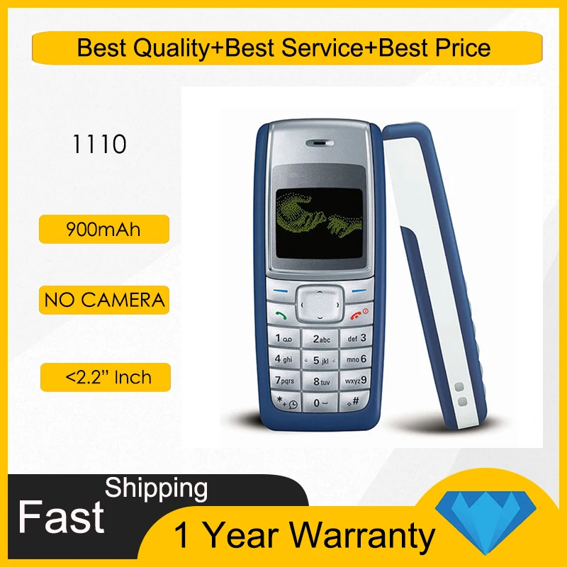 هاتف محمول أصلي 1110 غير مقفول، لوحة مفاتيح روسية عربية عبرية إنجليزية مصنوعة في فنلندا #1