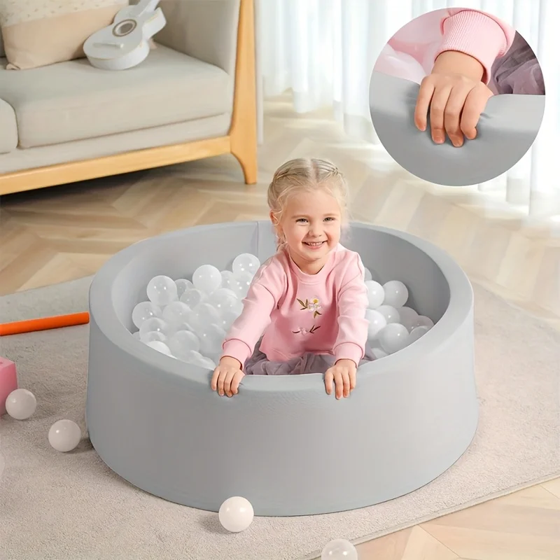 1pc Gray 90cm Soft Sponge Ocean Ball Pool with Bubble Play Fence Thickened Indoor Youngsters Playpen for Safe Fun Bubble Games