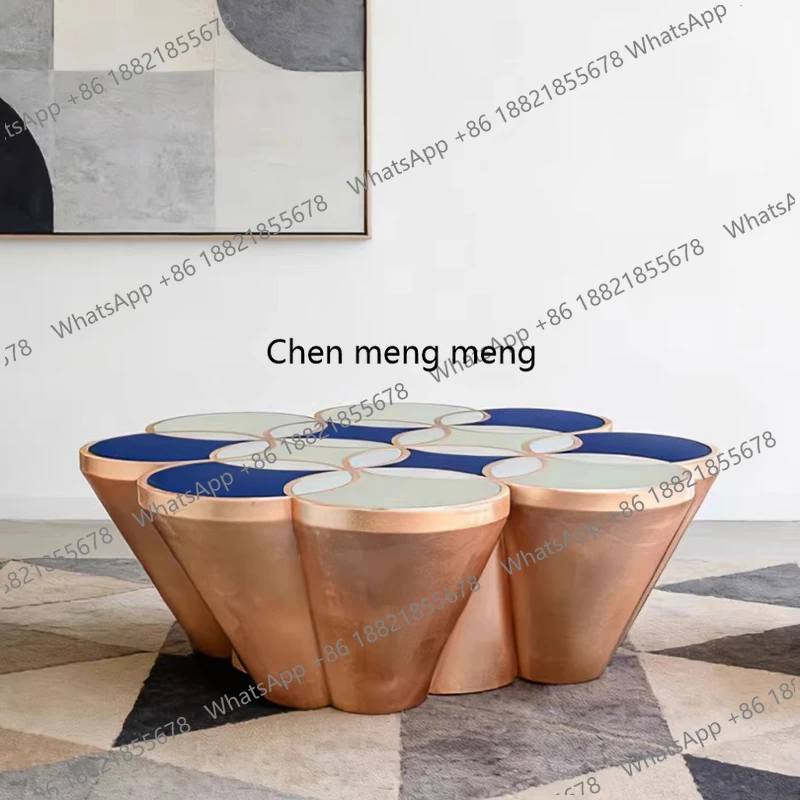 

Italian tree tumor veneer coffee table living room sofa edge art creative petal color matching tea table