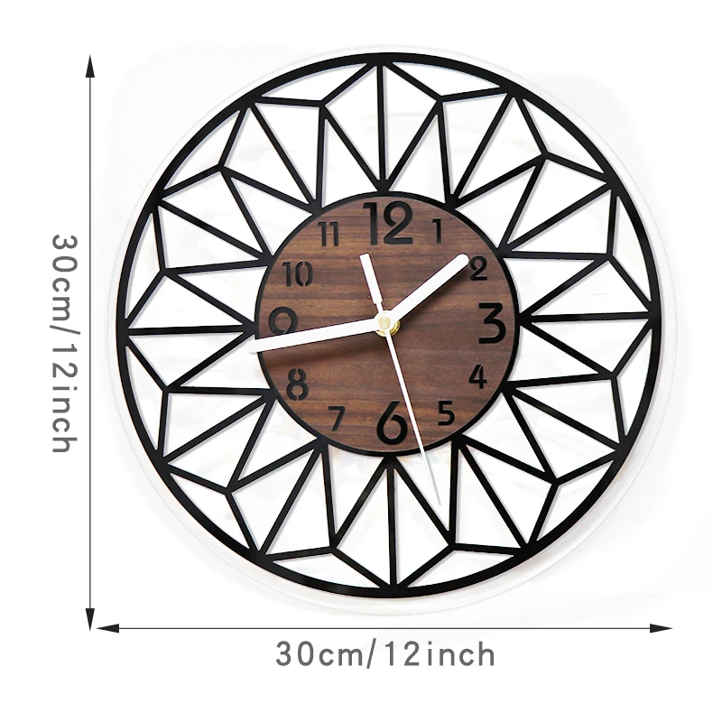 Wooden grain wall clock bedroom decoration aesthetics kitchen living room office bedroom home decoration 12 inch clock
