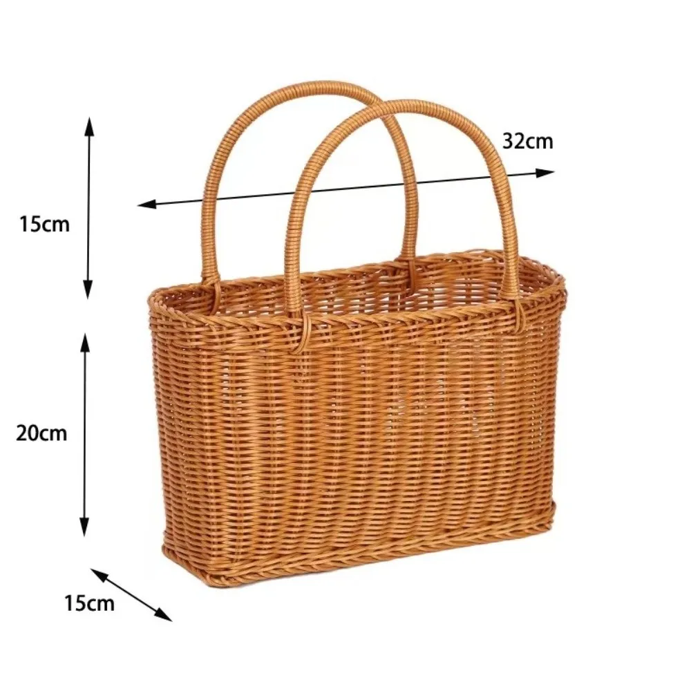 

Decor Lightweight Storage Basket Rattan Materia With Handle Laundry Basket Eco-Friendly Large Size Picnic Basket Camping Use