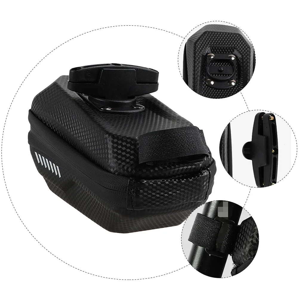 

Carbon EVA Bike Saddle Bag Waterproof Tail Pouch Durable Rear Saddle Bags Reflective Strip Snap Lock Practical Foldable Mountain