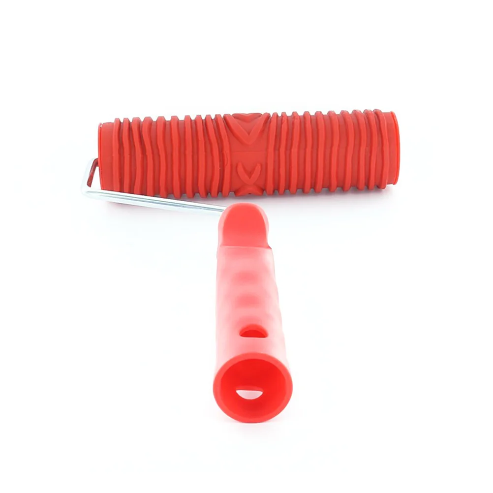

DIY Wall Decoration Rolling Wood Grain Textured Painting Roller Red Plastic Handle Durable Rubber Metal Perfect for Wallpaper