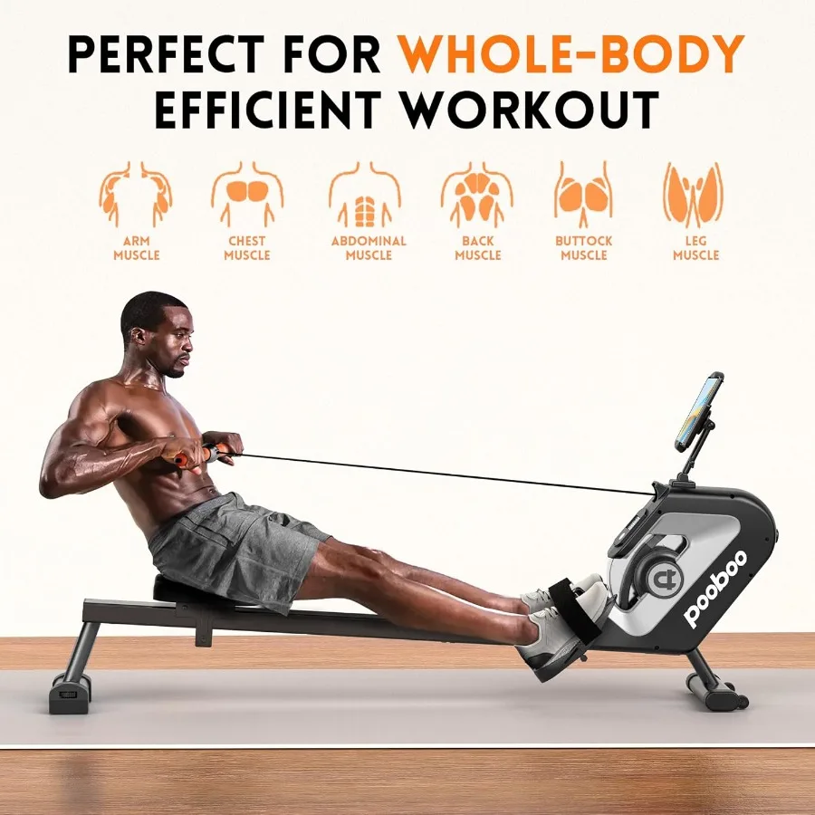 آلة التجديف المغناطيسية عالية الأداء للياقة البدنية المنزلية مع اتصال التطبيق وشاشة LCD تدعم حامل الكمبيوتر اللوحي مثالي لـ