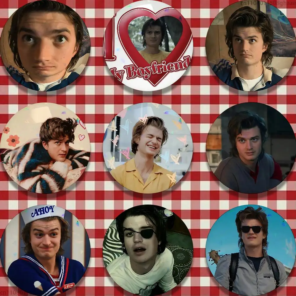 Joe Keery Stranger 58mm Icon Badge Handmade Tinplate Brooch for Backpack Clothes Chest Ornament Gifts