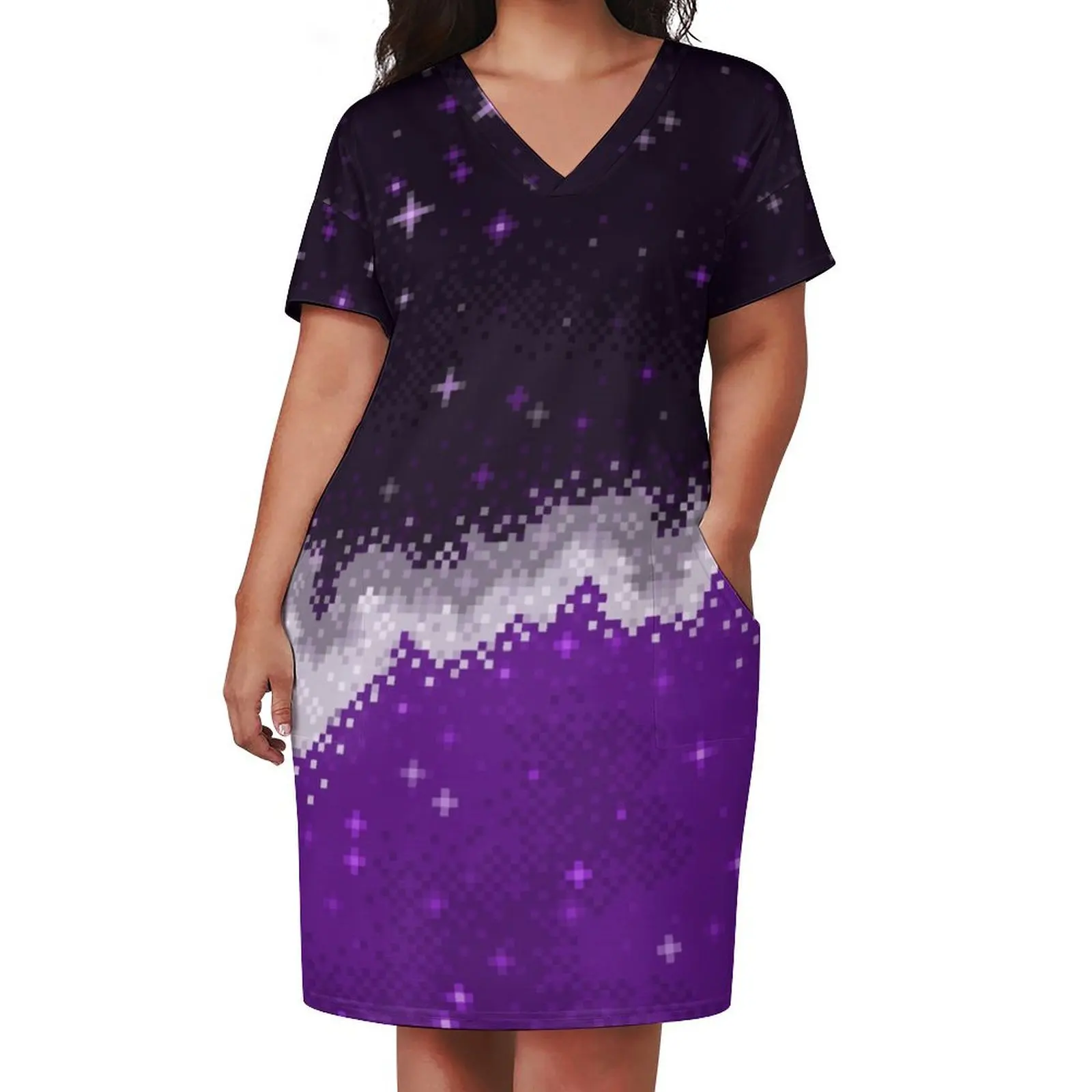 Ace Pride Flag Galaxy Loose Pocket Dress women dress Casual dresses