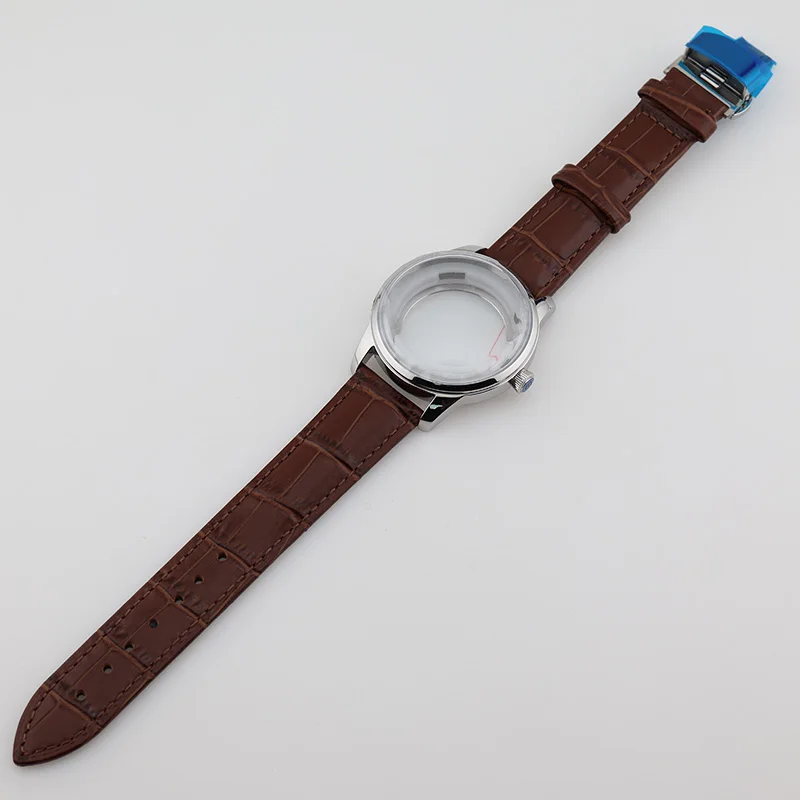 40MM Silver Presage Cocktail Leather Bracel Watch Cases NH35 NH38 Mechanical for Seiko Mods Replacement Parts