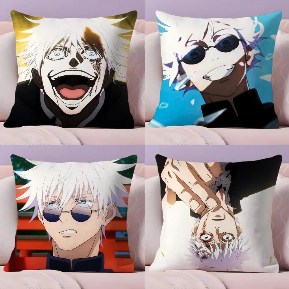 Satoru Gojo Anime Pillow Case Silky Elegant Comfort Sofa Bed Invisible Zipper