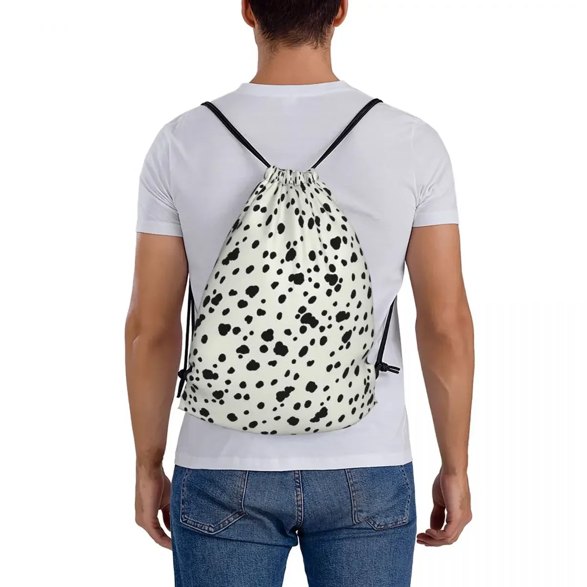 Dalmatian Dog Texture Backpacks Fashion Drawstring Bags Sundries Bag Book Bags for Man Woman Students