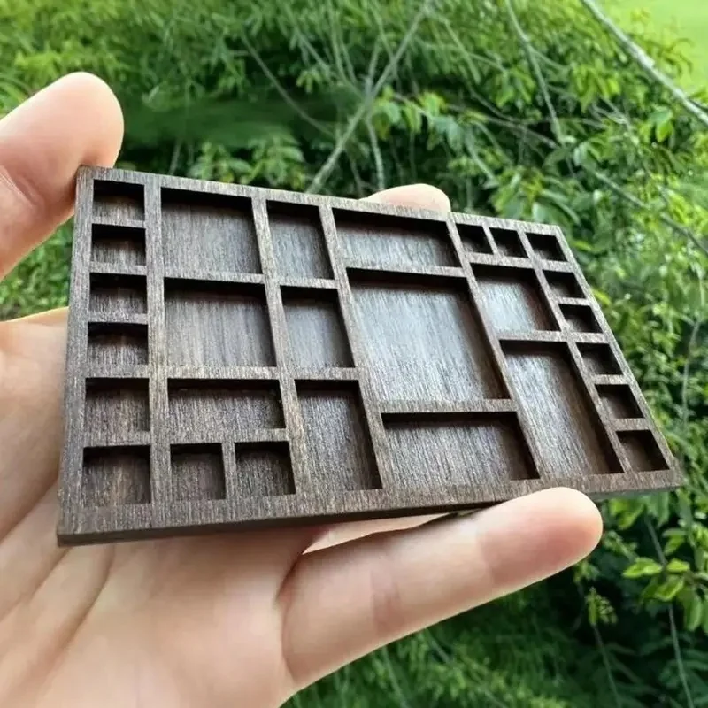Miniature Wooden Trinket Shelf Dollhouse Display Rack Variety Grids Compartments Model Decor