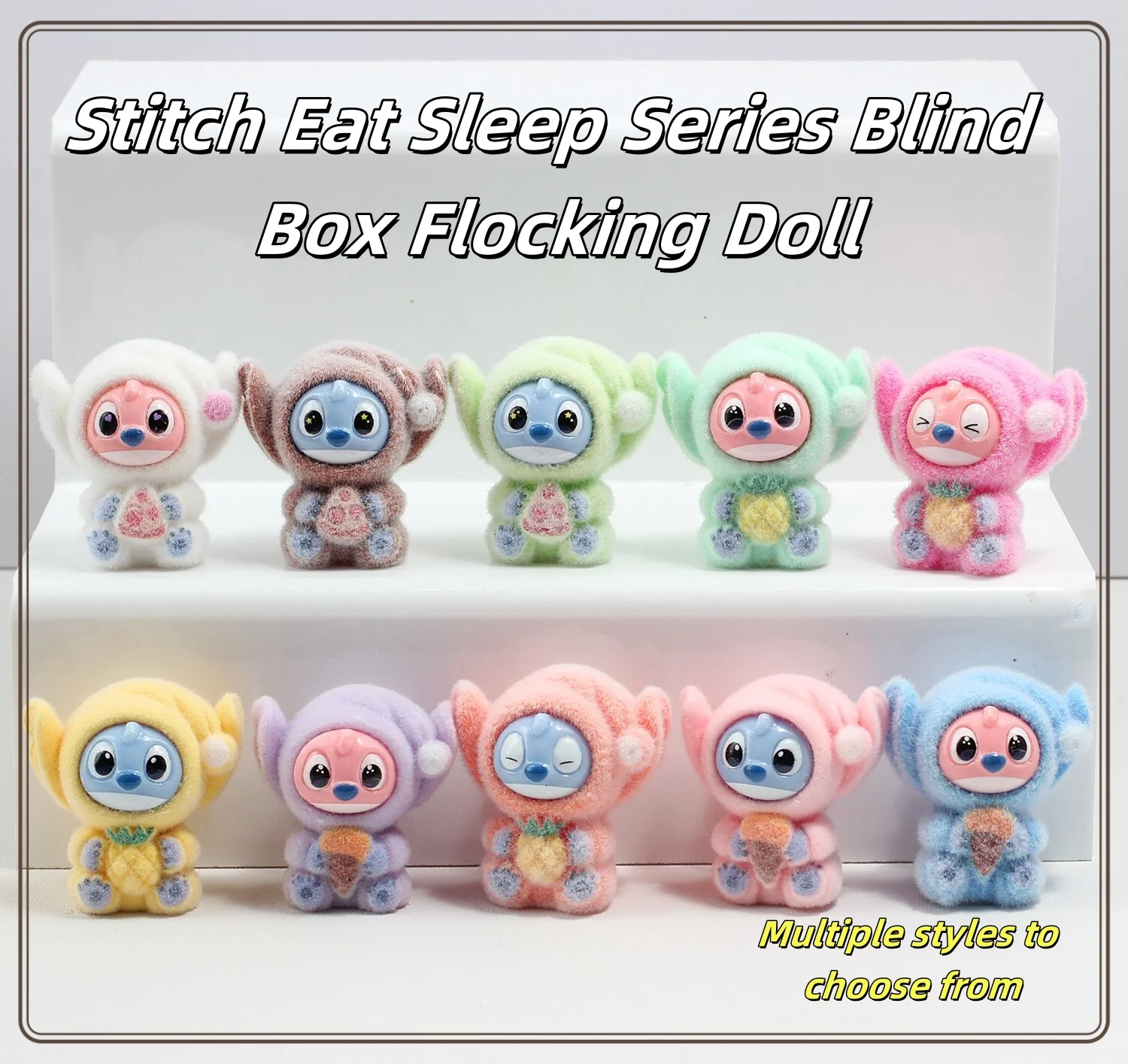 2025 New Disney Stitch Eat Sleep Series Blind Box Pendant Cute Doll Mystery Box Toy flocking Doll Holiday Gift Christmas gifts