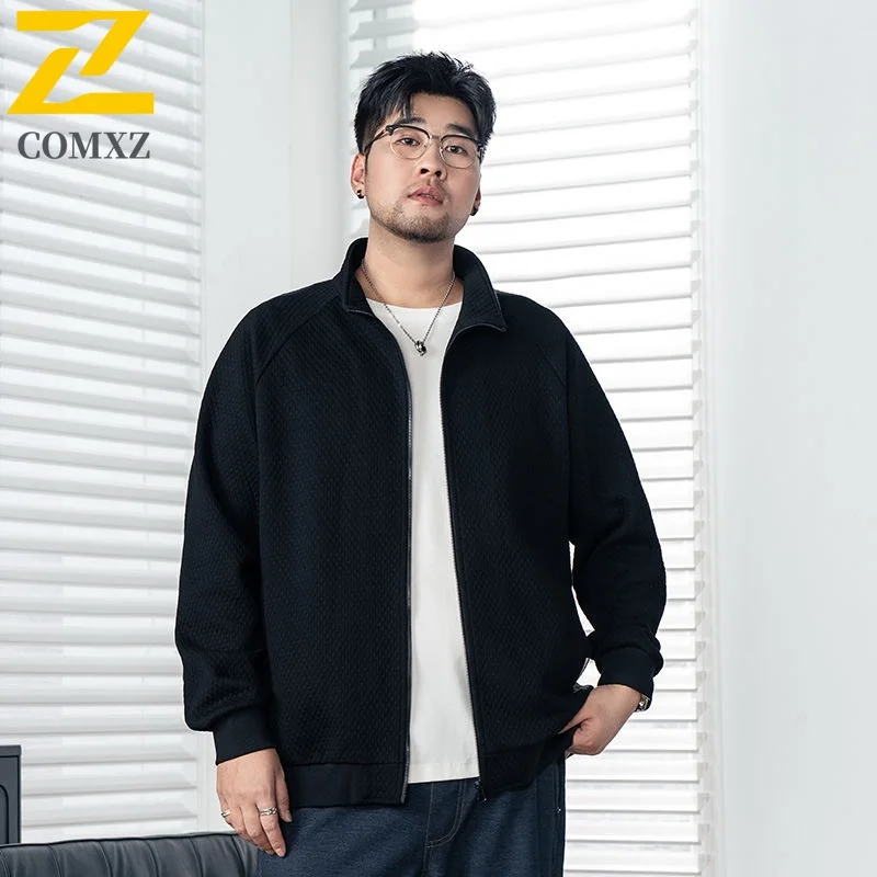 

COMXZ 2025 Spring New Men's Jacket Stand Collar Business Casual Fashion Urban Wrinkle Free Fabric Vertical Stripe Texture Coat