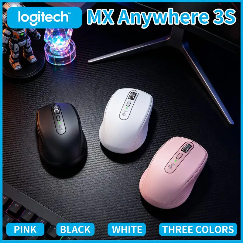 High-Performance Logitech MX Anywhere 3S Mouse - 8000 DPI, MagSpeed Wheel, Silent Buttons, USB-C Charging, Multi-Device Sync