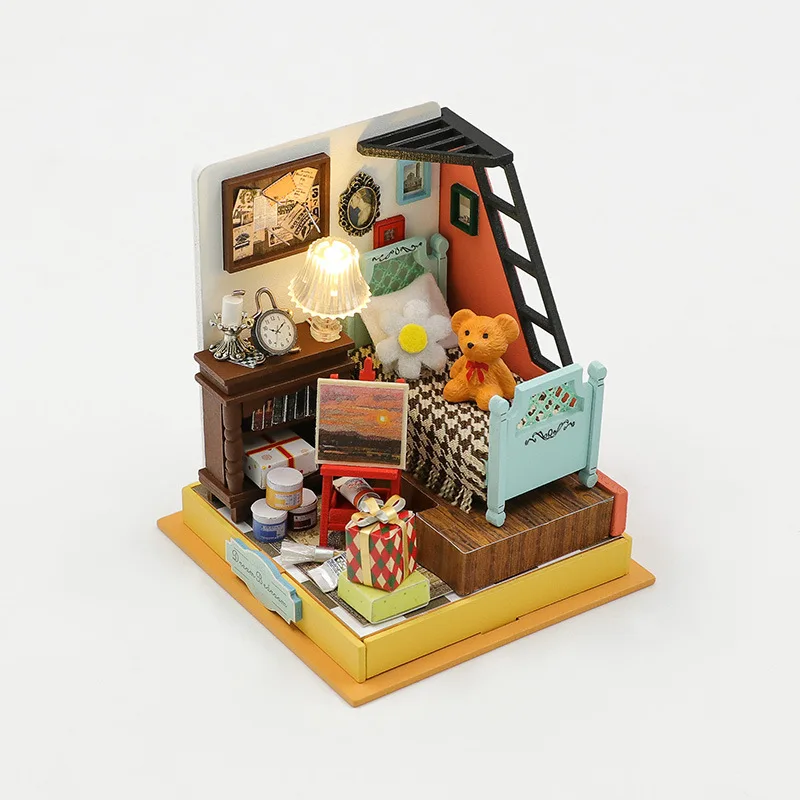 Coffee Shop Baby House Kit Mini DIY Handmade 3D Puzzle Assembly Building Model Toys, Home Bedroom Decoration P542