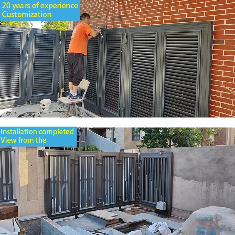 Customization High Quality Automatic Sliding Fence Gates Aluminum Driveway Gates Modern Villa Aluminum Turning Gate