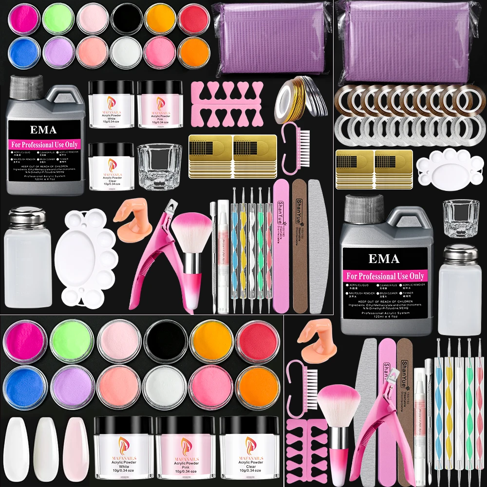 

Nail Acrylic Powder and Liquid Monomer Kits White Clear Pink Crystal Polymer Builder Nails Extension Manicure Tool Sets