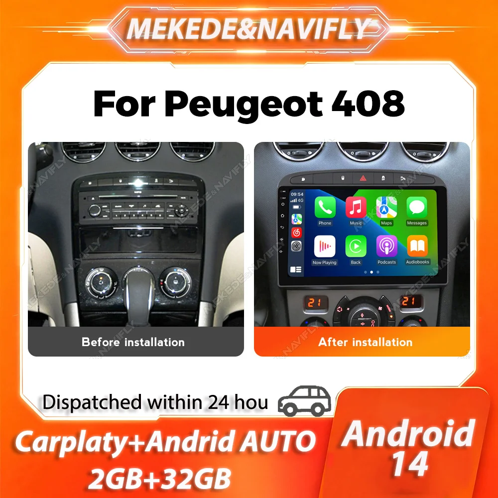 

Android 14 Intelligent car audio system For Peugeot 408 for Peugeot 308 308SW Car Radio Multimedia Carplay Stereo No 2 Din DVD