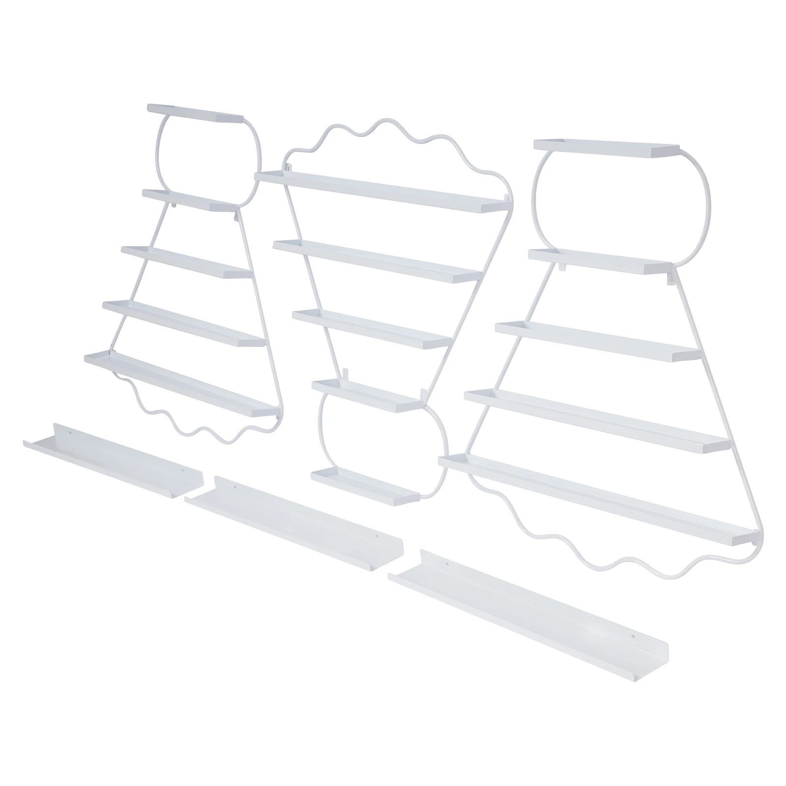 Branco 6 pçs fixado na parede cremalheiras de esmalte de ferro prateleiras de esmalte badminton rack de exibição para loja de beleza