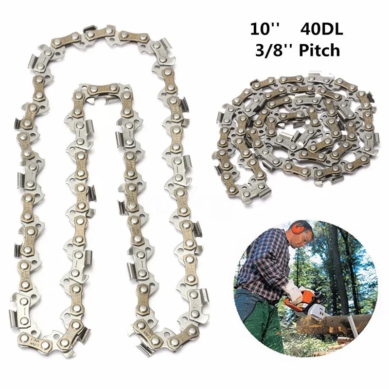 10'' 40 DL 3/8'' Pitch Chainsaw Chain Blade Saw Chain Blade Drive Links Replacement Chainsaw Parts for Wood Cutting Saw Chain