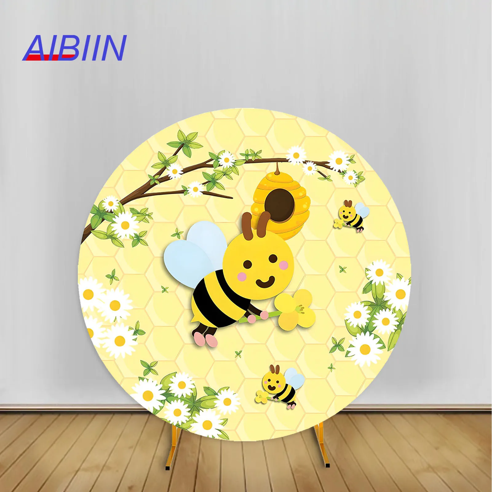 Diligent Gather Honey Round Arch Backdrop Cover Bee Daisy Flower Baby Shower Birthday Party Decor Cake Photography Background