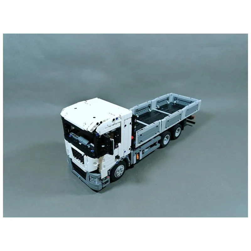 MOC-60643 RC White Flatbed Car Assembly Stitching Building Block Model 1665 Building Block Parts Kids Birthday Toy Gift