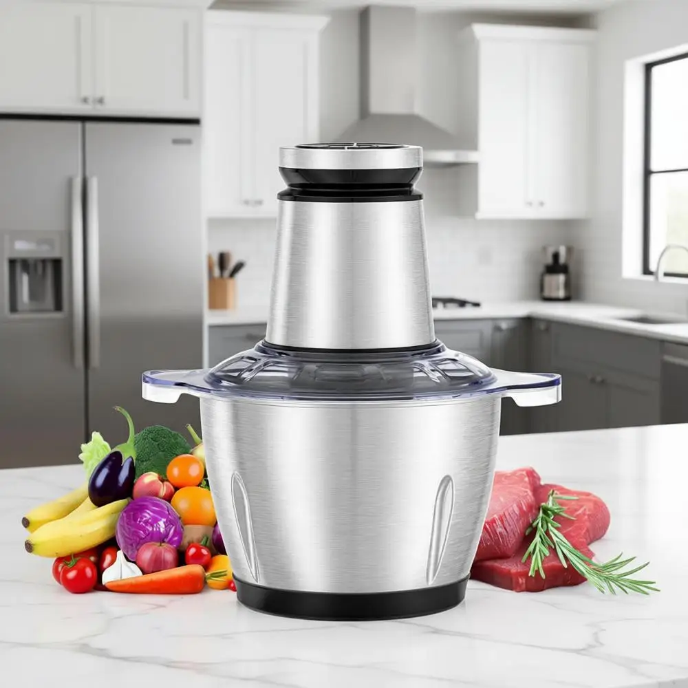 

10-Cup Electric Food Chopper with 2.3L Stainless Steel Container for Meat, Vegetables, and Salads