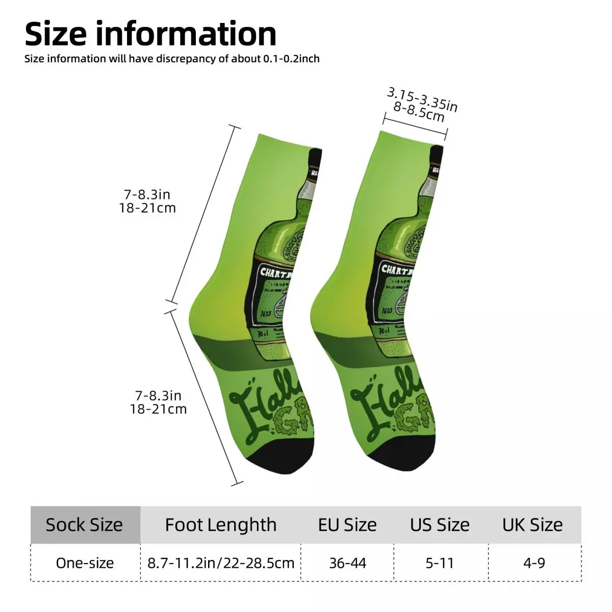 Green Chartreuse Bottle Oil Painting Drink Socks Autumn French Liqueur Wine Stockings Funny Men Medium Soft Socks Non Slip Socks