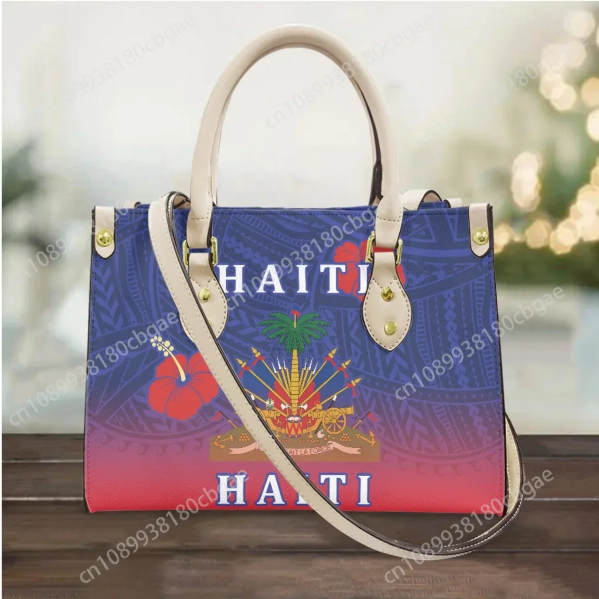 

Haiti Print Cross Body Bags Polynesian Hibiscus Flower Design Top Handle Messenger Bag New Street Trend Girls Coin Purse Female