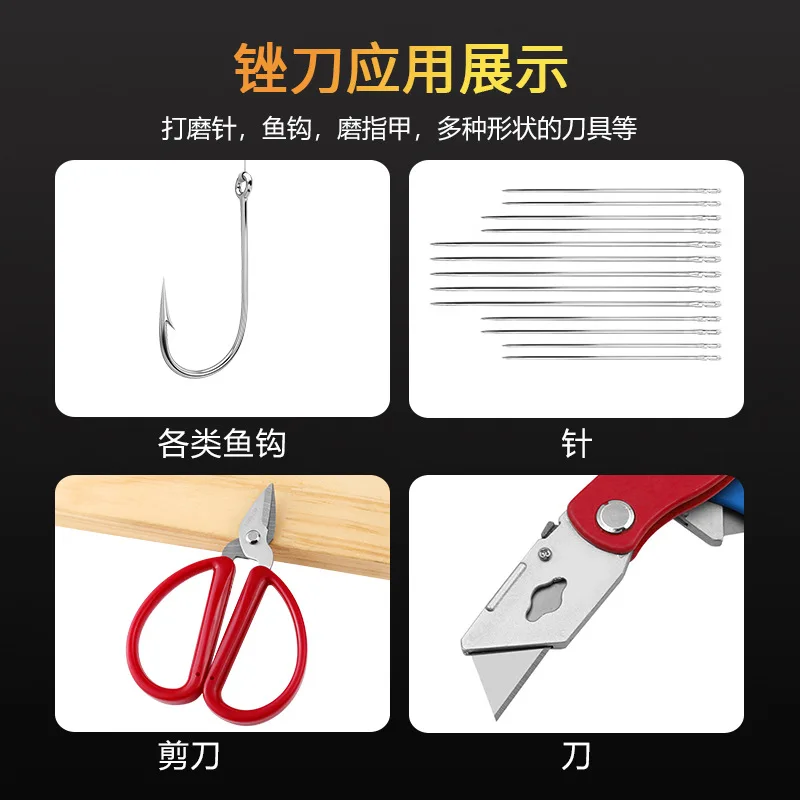 Accessori per attrezzatura da pesca con mini temperamatite per esterni con pietra per affilare per amo da pesca