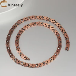 Pure Copper Long Necklace Chain Link Magnetic Health Energy 53cm High Magnet Therapy Arthritis Pain Relief Jewelry for Women Men