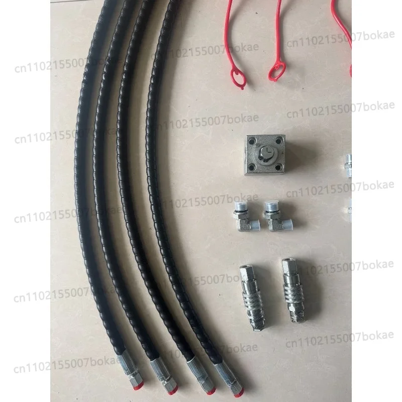 Small excavator accessory set - three-way hose connector and stop valve - universal for excavators under 2 tons