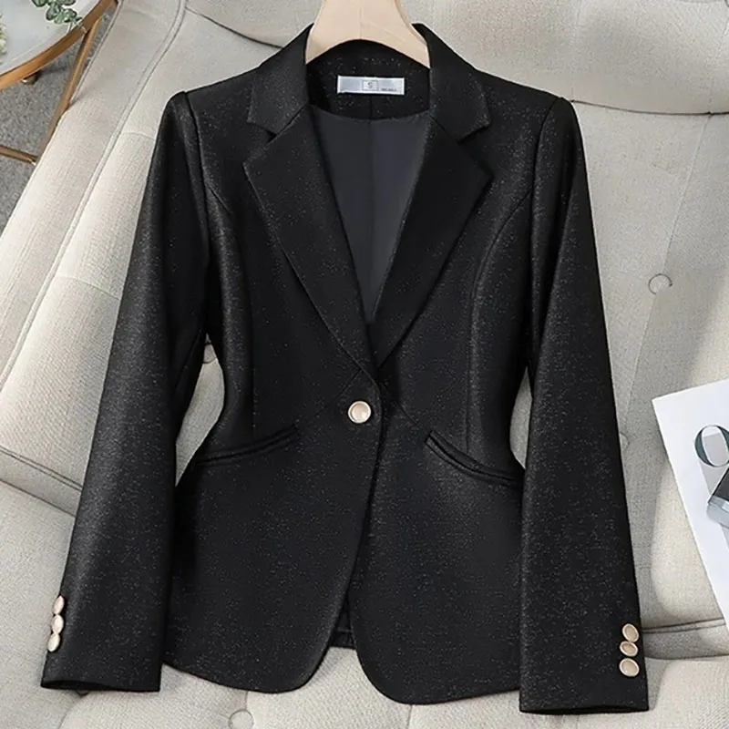 Printemps automne femmes costume veste nouveau bouton unique à manches longues rose noir Blazers femme haut décontracté dame bureau costume d'extérieur